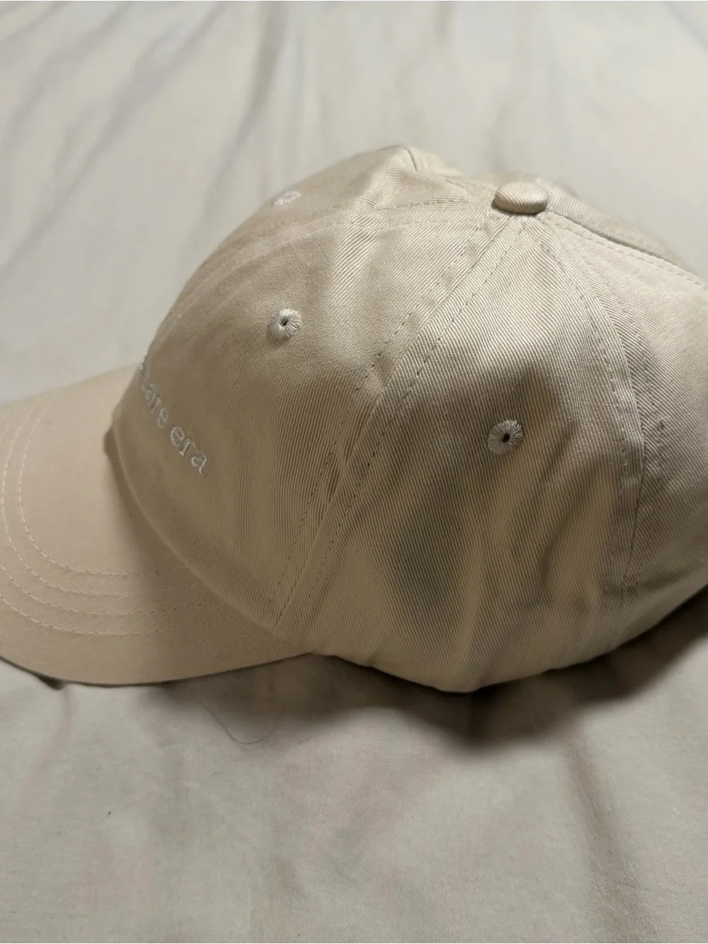 Beige Embroidered Baseball Cap - 